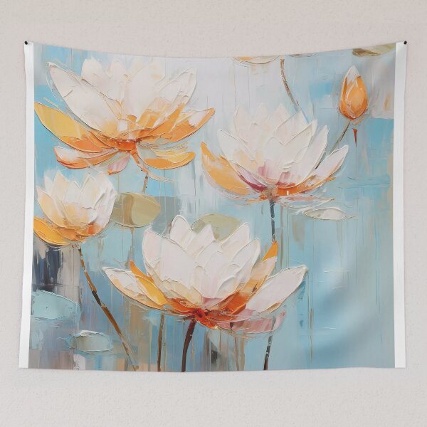 Item preview, Thick brush strokes impressionistic flower lotus flowers background poster decorative painting  designed and sold by UnaWu533.