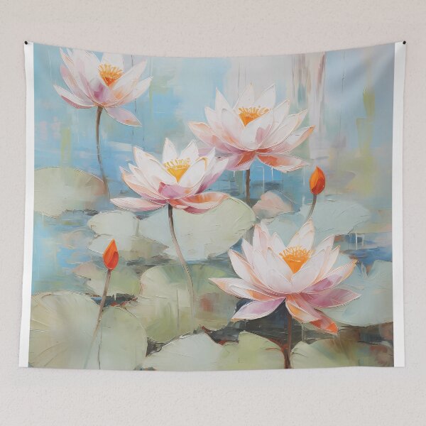 Item preview, Thick brush strokes impressionistic flower lotus flowers background poster decorative painting 16 designed and sold by UnaWu533.