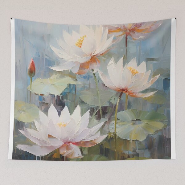 Item preview, Thick brush strokes impressionistic flower lotus flowers background poster decorative painting 18 designed and sold by UnaWu533.