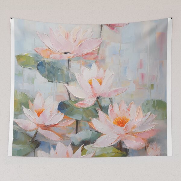 Item preview, Thick brush strokes impressionistic flower lotus flowers background poster decorative painting 19 designed and sold by UnaWu533.