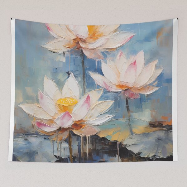 Item preview, Thick brush strokes impressionistic flower lotus flowers background poster decorative painting 20 designed and sold by UnaWu533.