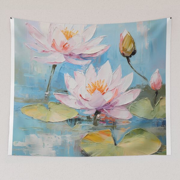 Item preview, Thick brush strokes impressionistic flower lotus flowers background poster decorative painting 24 designed and sold by UnaWu533.
