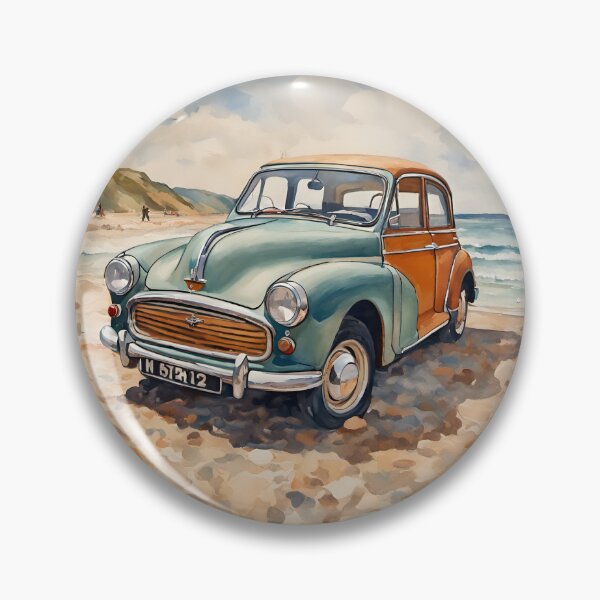 Item preview, Morris Minor Vintage British Car on a English Beach. designed and sold by Ameiva-Apparel.