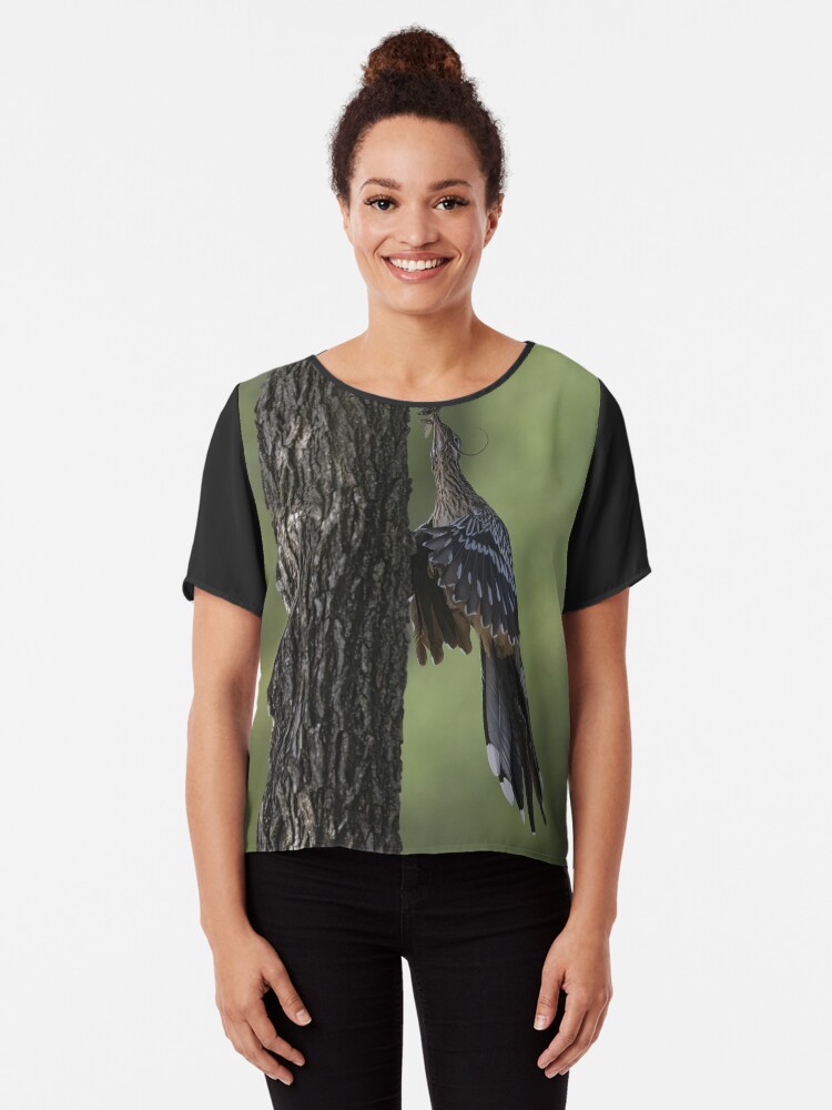 Thumbnail 1 of 6, Chiffon Top, Hungry baby roadrunner at the nest designed and sold by Puttaswamy Ravishankar.