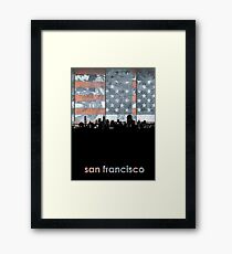 San francisco skyline flag Framed Print