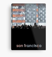 San francisco skyline flag Metal Print