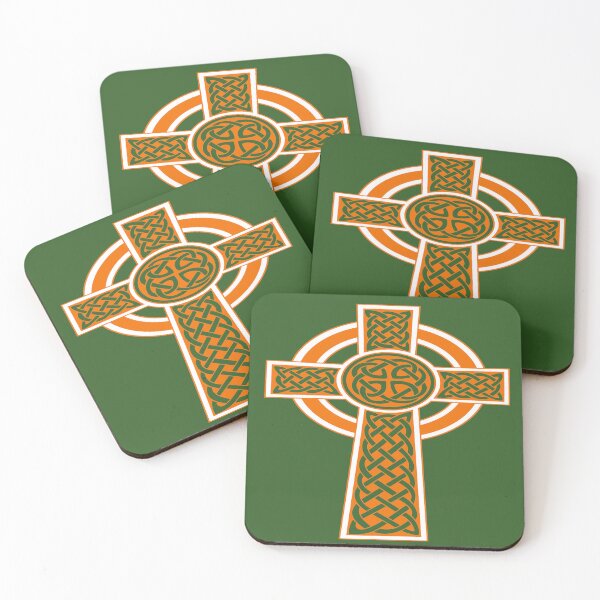 Item preview, Ornamental Celtic High Cross Decorative Knotwork Orange and White designed and sold by taiche.