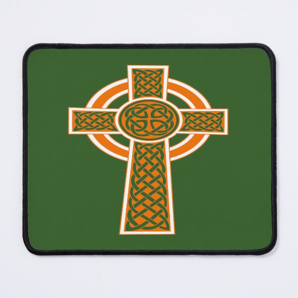 Item preview, Ornamental Celtic High Cross Decorative Knotwork Orange and White designed and sold by taiche.