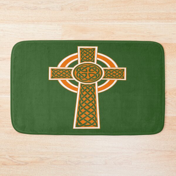 Item preview, Ornamental Celtic High Cross Decorative Knotwork Orange and White designed and sold by taiche.