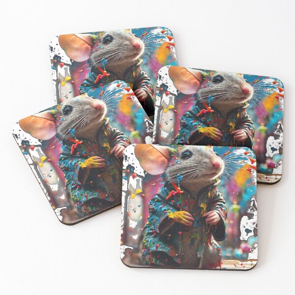 Item preview, The artwork features a graffiti-style color splash depicting a playful mouse. designed and sold by Best-Art-32.