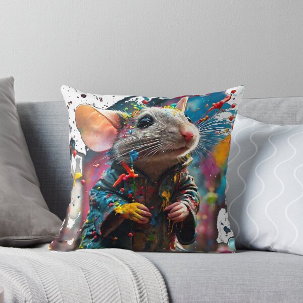 Item preview, The artwork features a graffiti-style color splash depicting a playful mouse. designed and sold by Best-Art-32.