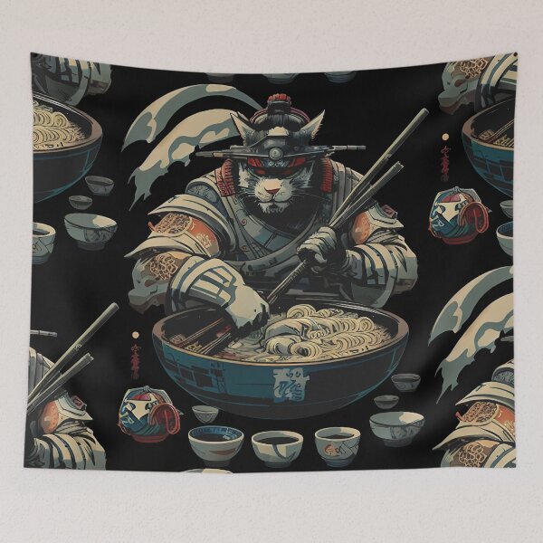 Item preview, Samurai Cat Ramen Chef - Traditional Japanese Art designed and sold by HideTheInsanity.