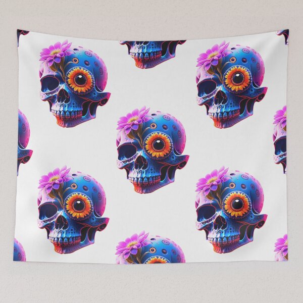 Item preview, Blue skull with eye socket flower designed and sold by MadinaFatt.
