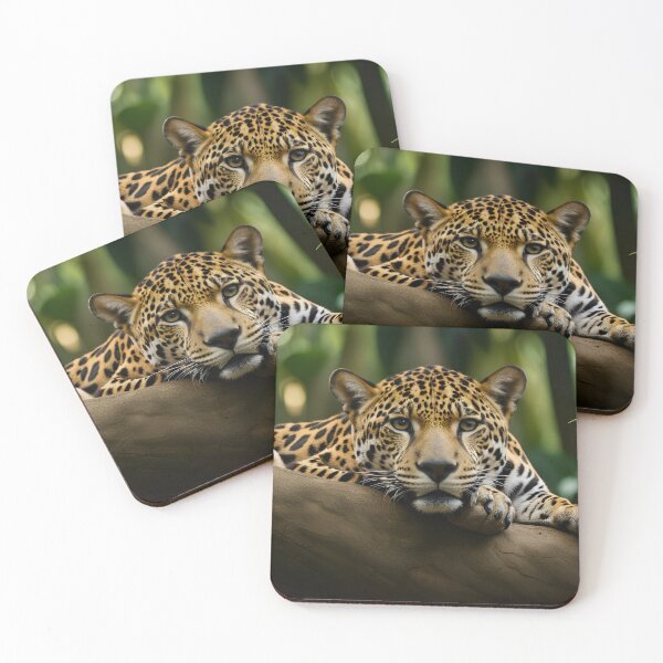 Item preview, Jaguar lying on a tree in amazon rainforest designed and sold by DaveyAI.