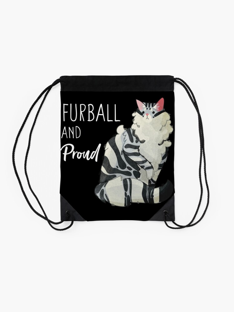 Drawstring Bag, Furball and proud - Silver norwegian forest cat  designed and sold by FelineEmporium