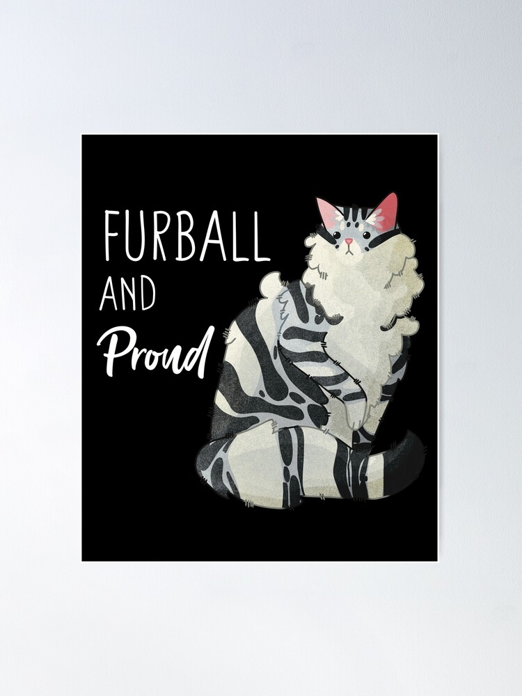 Thumbnail 2 of 3, Poster, Furball and proud - Silver norwegian forest cat designed and sold by FelineEmporium.