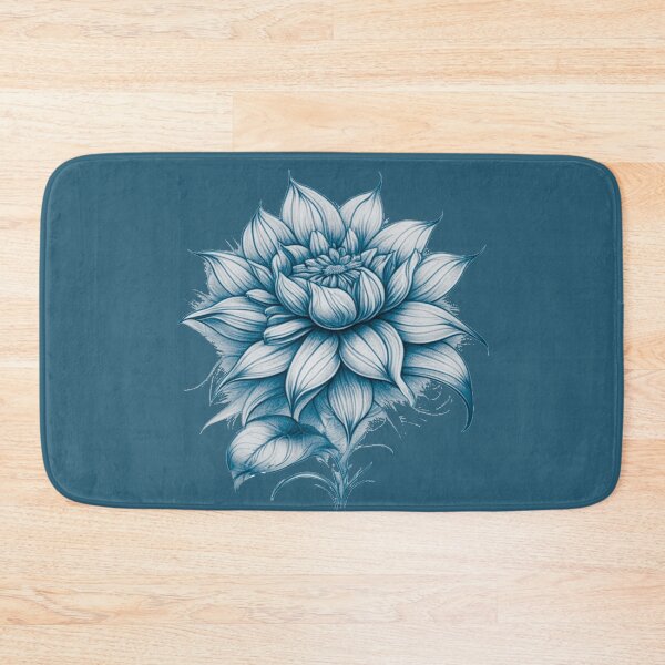Item preview, Pastel Single Flower in Blue tint & White Mixed sketch Paint Pattern Design designed and sold by Md Rashid  Hasan.