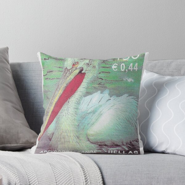 2001 Greece Vintage Postal Stamp Throw Pillow