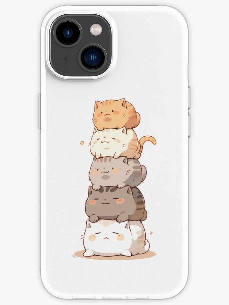 Cute Cats Clear iPhone Case, Kawaii Aesthetic, Fits iPhone 14, 13