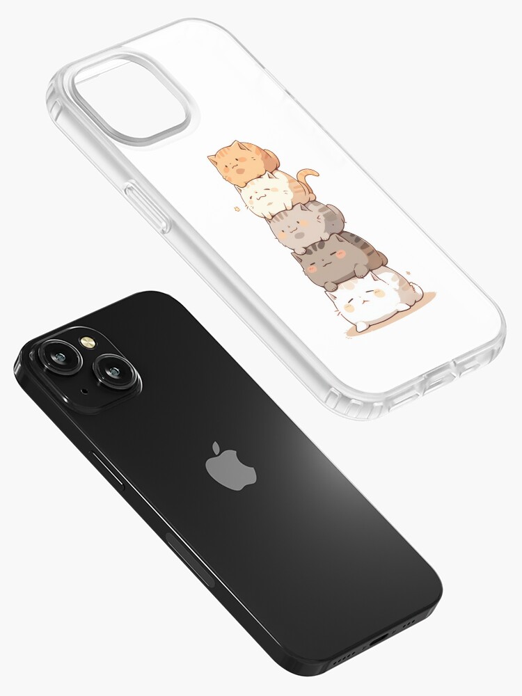 Cute Cats Clear iPhone Case, Kawaii Aesthetic, Fits iPhone 14, 13