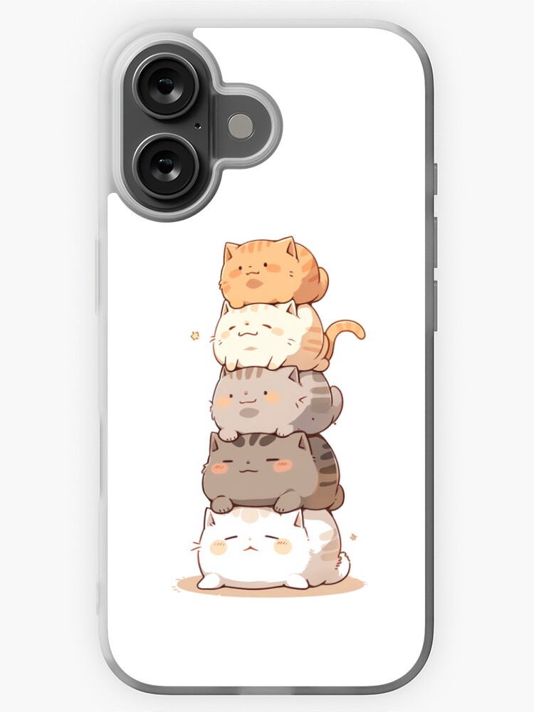 Cute Cats Clear iPhone Case, Kawaii Aesthetic, Fits iPhone 14, 13 