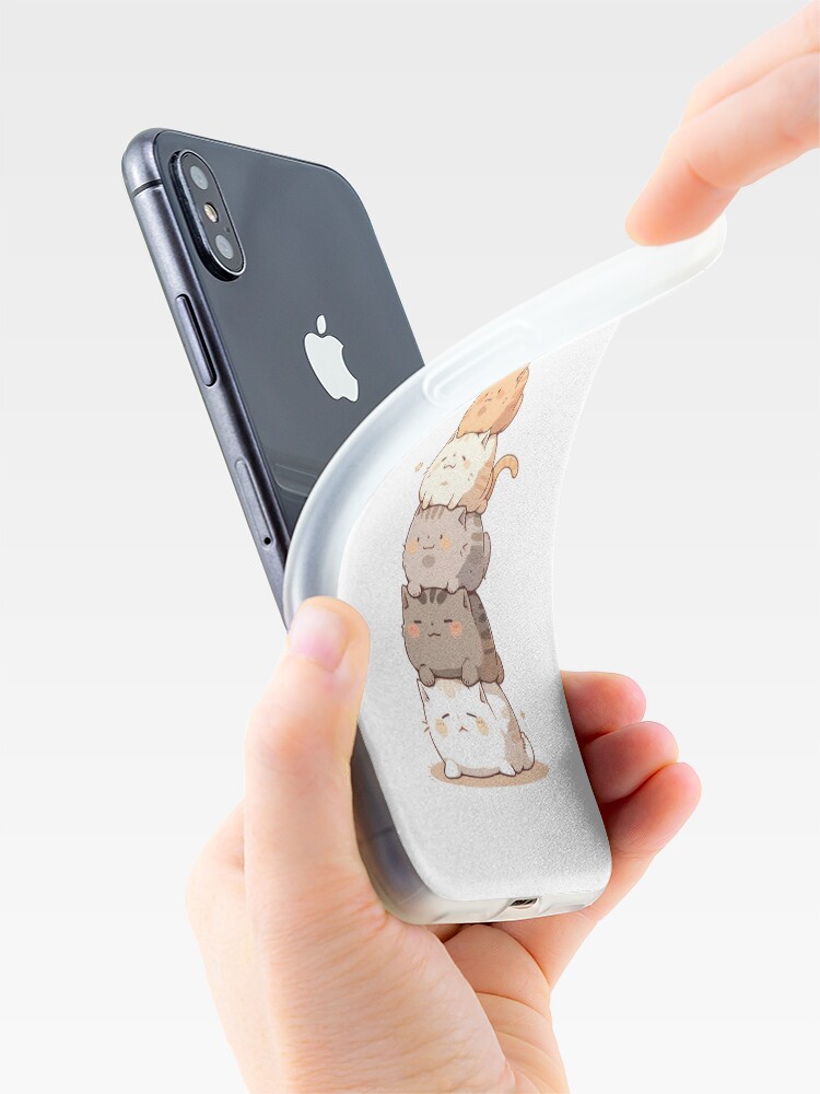 Cute Cats Clear iPhone Case, Kawaii Aesthetic, Fits iPhone 14, 13