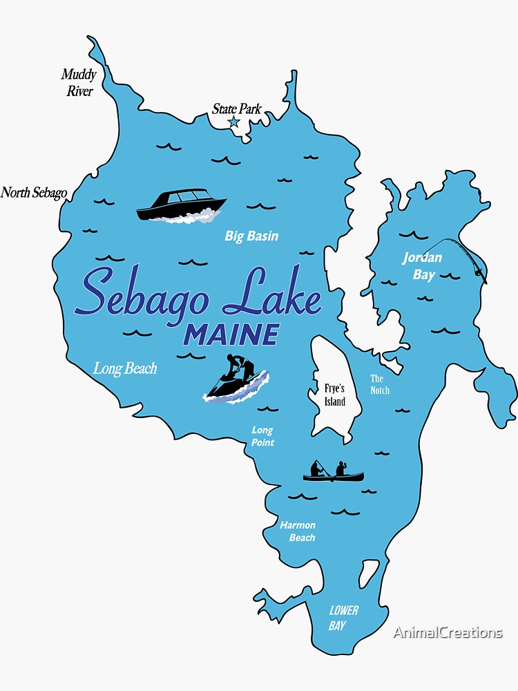 "Sebago Lake Maine" Sticker for Sale by AnimalCreations Redbubble