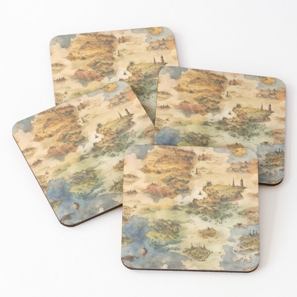 Item preview, Fantasy World Watercolor Map Pattern on Parchment designed and sold by SchorlCraft.