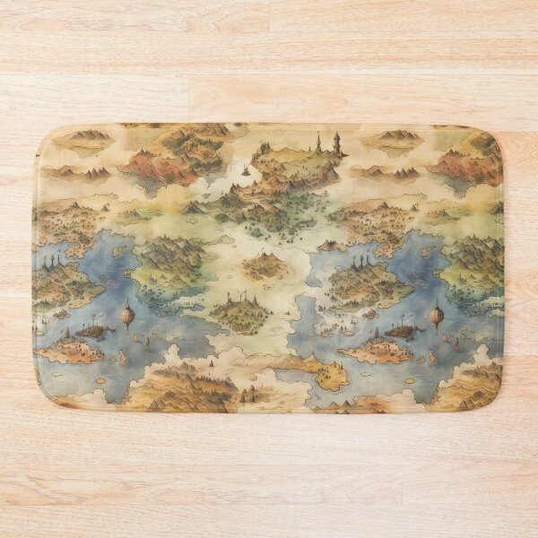 Item preview, Fantasy World Watercolor Map Pattern on Parchment designed and sold by SchorlCraft.