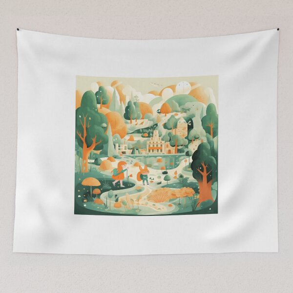 Item preview, Green and orange landscape designed and sold by Art91design.