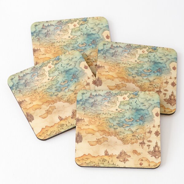 Item preview, Fantasy World Watercolor Map Pattern on Parchment designed and sold by SchorlCraft.