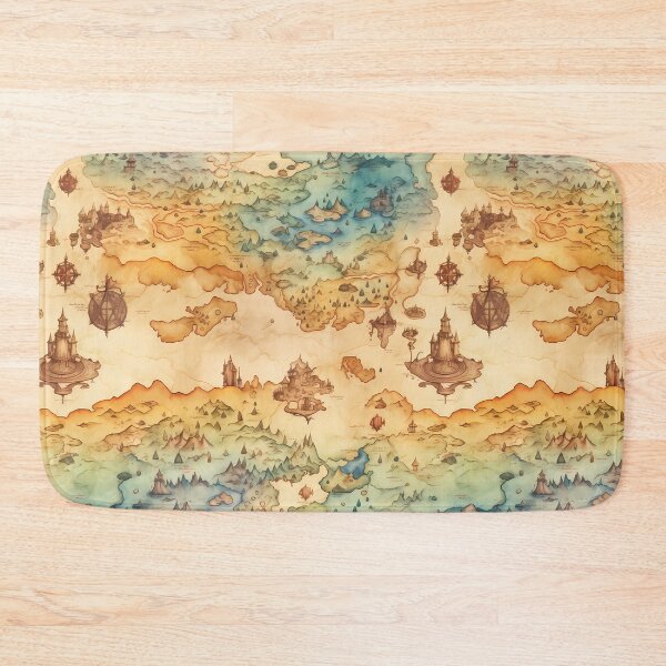 Item preview, Fantasy World Watercolor Map Pattern on Parchment designed and sold by SchorlCraft.