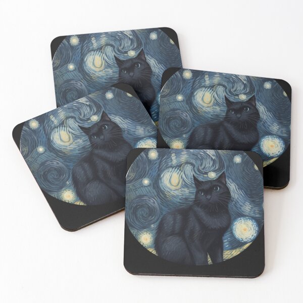 Item preview, Starry night Black Cat Van gogh Style designed and sold by LucyProsacco6.