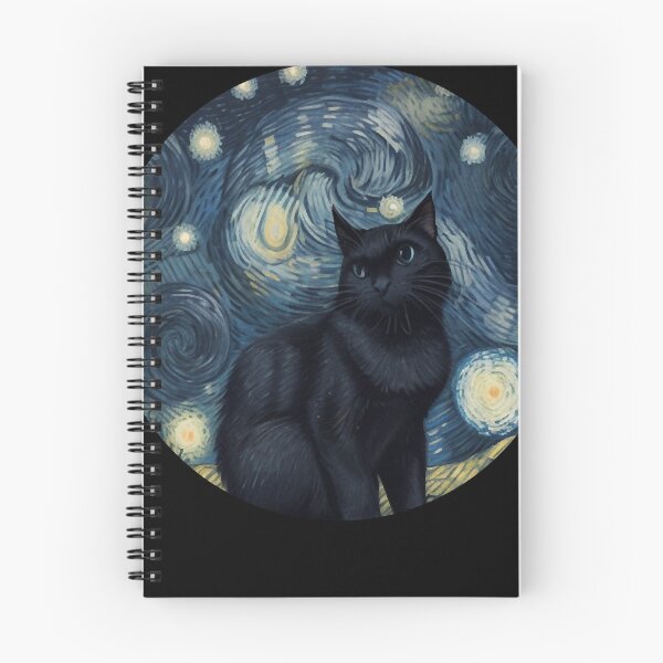 Item preview, Starry night Black Cat Van gogh Style designed and sold by LucyProsacco6.