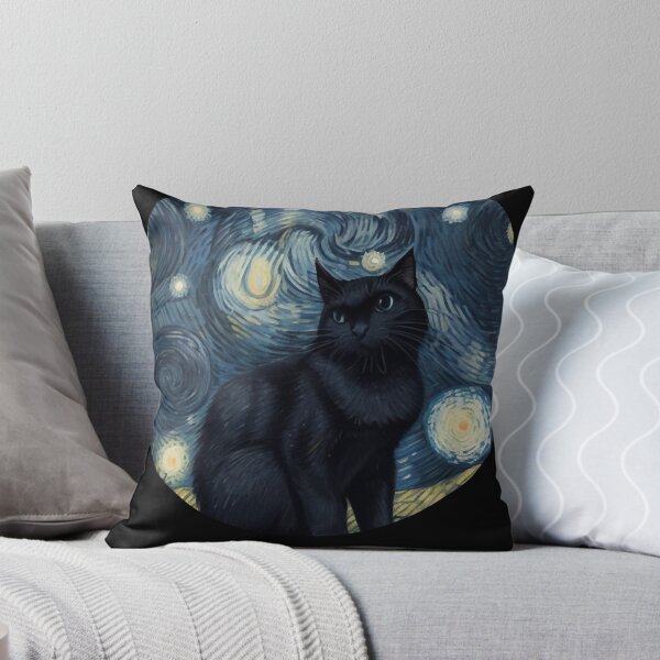 Item preview, Starry night Black Cat Van gogh Style designed and sold by LucyProsacco6.