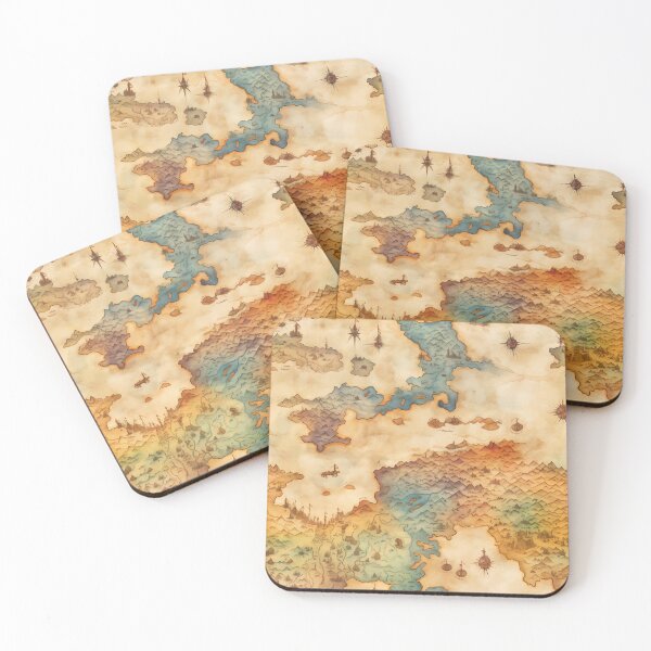 Item preview, Fantasy World Watercolor Map Pattern on Parchment designed and sold by SchorlCraft.