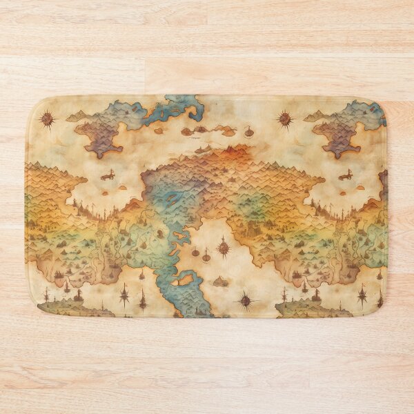 Item preview, Fantasy World Watercolor Map Pattern on Parchment designed and sold by SchorlCraft.