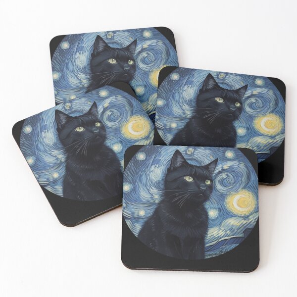 Item preview, Starry night Black Cat Van gogh Style designed and sold by LucyProsacco6.