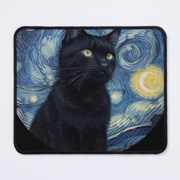 Item preview, Starry night Black Cat Van gogh Style designed and sold by LucyProsacco6.