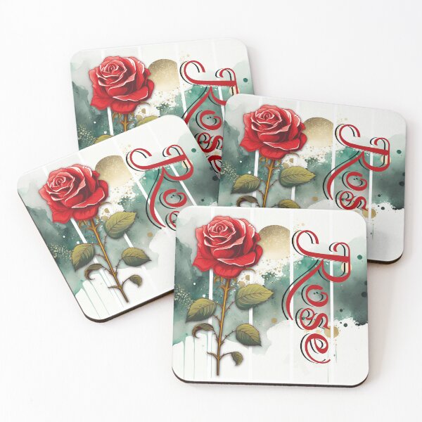 Item preview, vintage rose with intricate text, watercolor art in the background designed and sold by Vindbult.