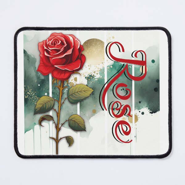 Item preview, vintage rose with intricate text, watercolor art in the background designed and sold by Vindbult.