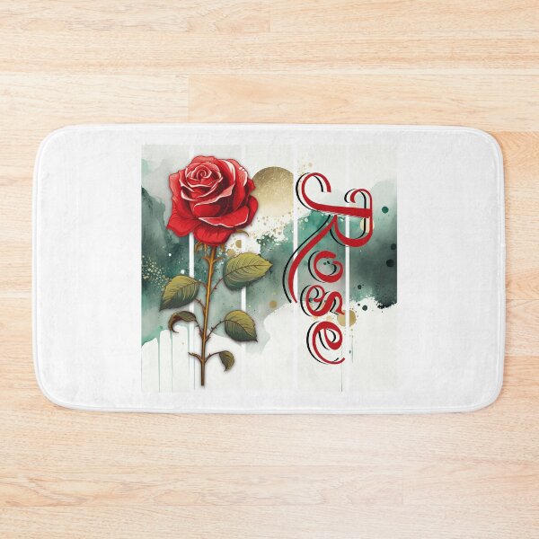 Item preview, vintage rose with intricate text, watercolor art in the background designed and sold by Vindbult.