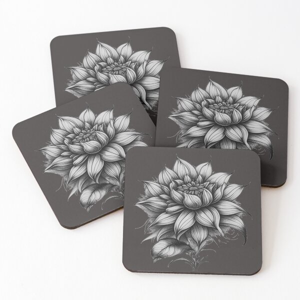 Item preview, Pastel Single Flower in Black & Silver White Mixed sketch Paint Pattern Design designed and sold by Md Rashid  Hasan.