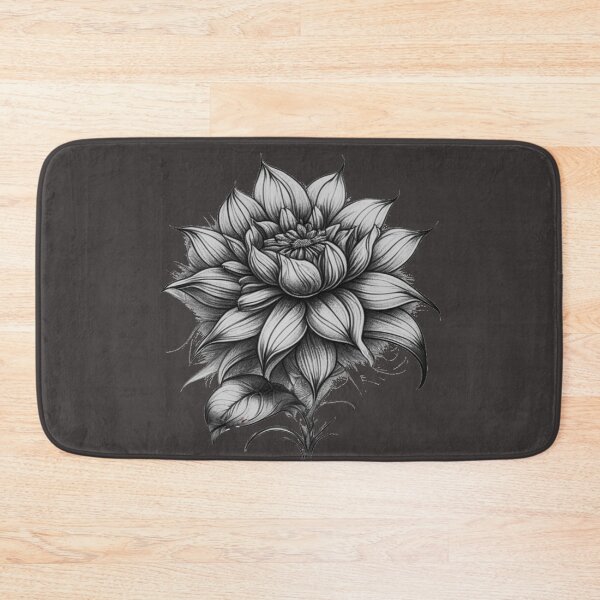 Item preview, Pastel Single Flower in Black & Silver White Mixed sketch Paint Pattern Design designed and sold by Md Rashid  Hasan.
