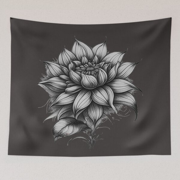 Item preview, Pastel Single Flower in Black & Silver White Mixed sketch Paint Pattern Design designed and sold by Md Rashid  Hasan.