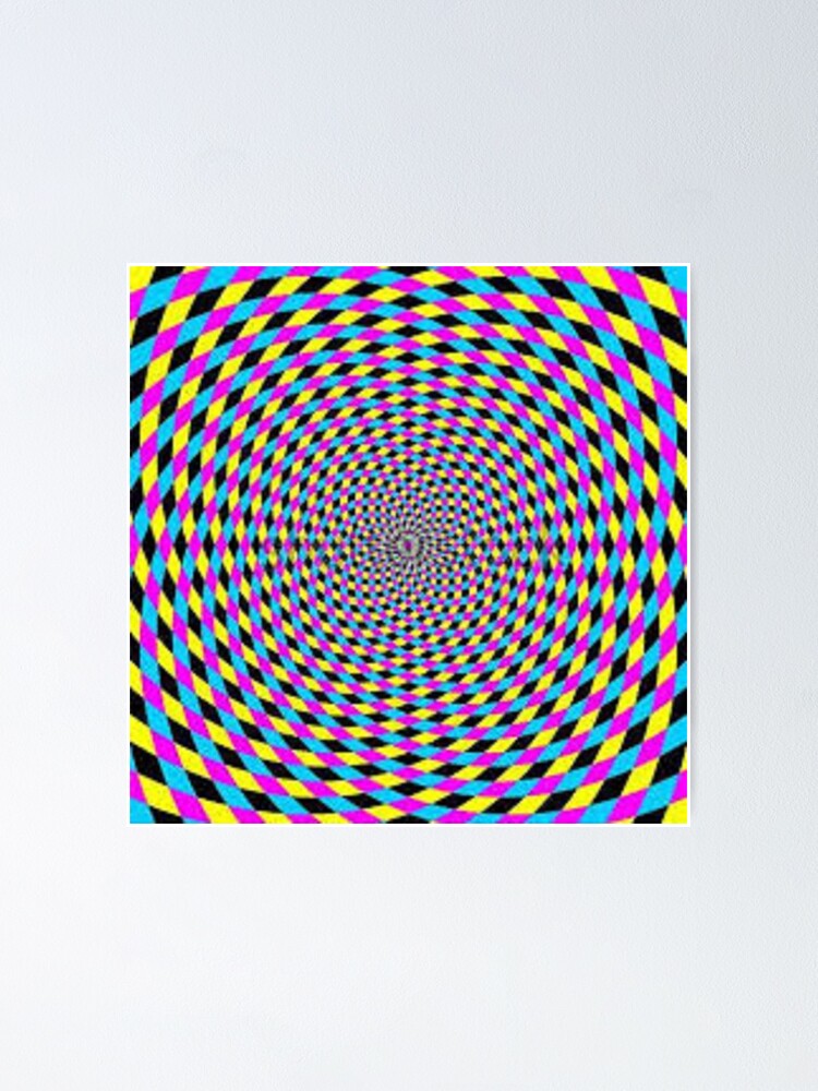 Alternate view of Colorful vortex spiral - hypnotic CMYK background, optical illusion Poster