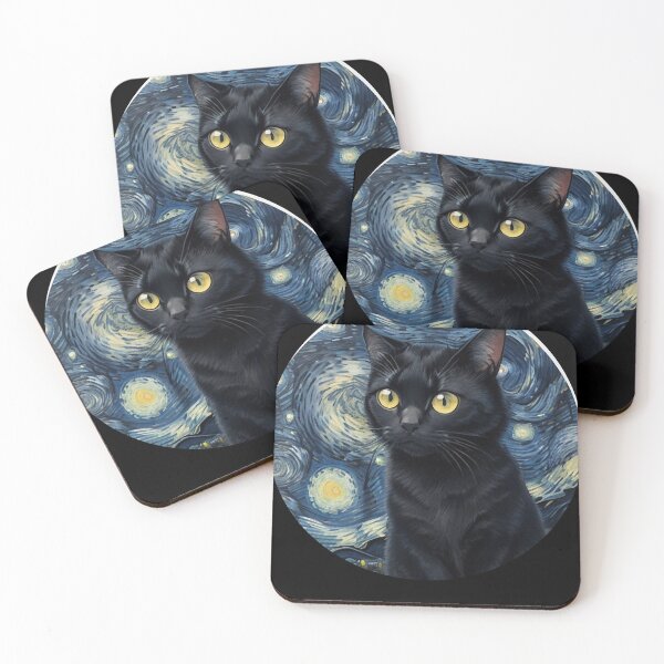 Item preview, Starry night Black Cat Van gogh Style designed and sold by LucyProsacco6.