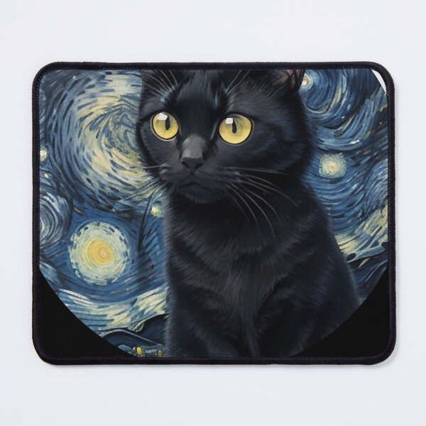 Item preview, Starry night Black Cat Van gogh Style designed and sold by LucyProsacco6.