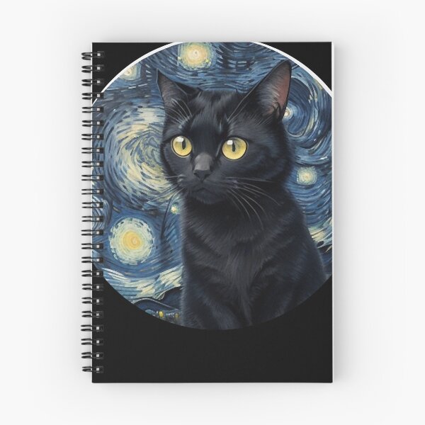 Item preview, Starry night Black Cat Van gogh Style designed and sold by LucyProsacco6.