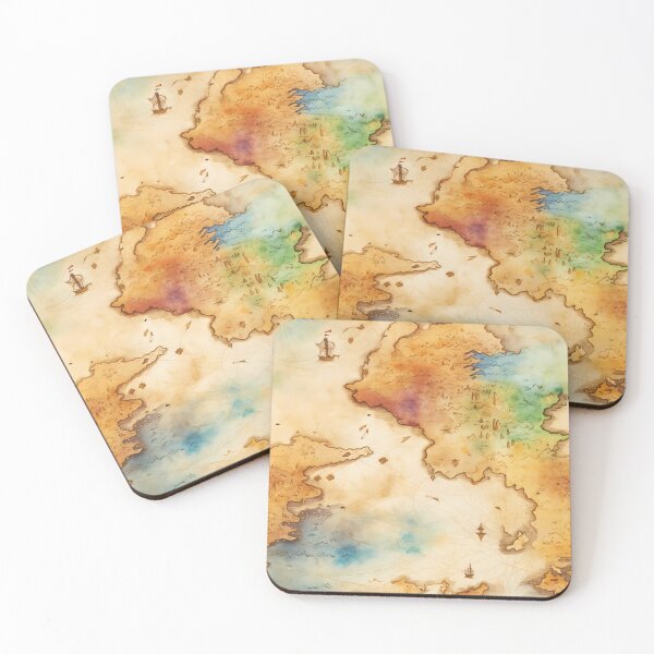 Item preview, Fantasy World Watercolor Map Pattern on Parchment designed and sold by SchorlCraft.